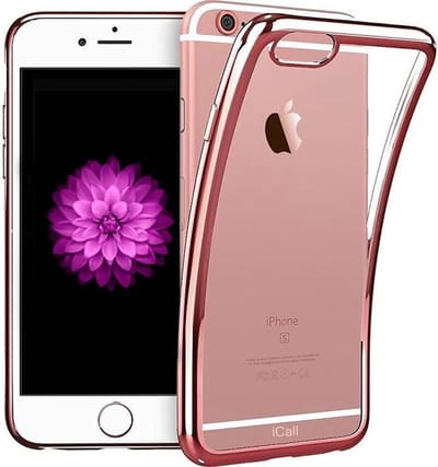 Hoesje Transparant geschikt voor Apple iPhone 6 / 6s Plus - Roze Goud Siliconen TPU Hoesje Case