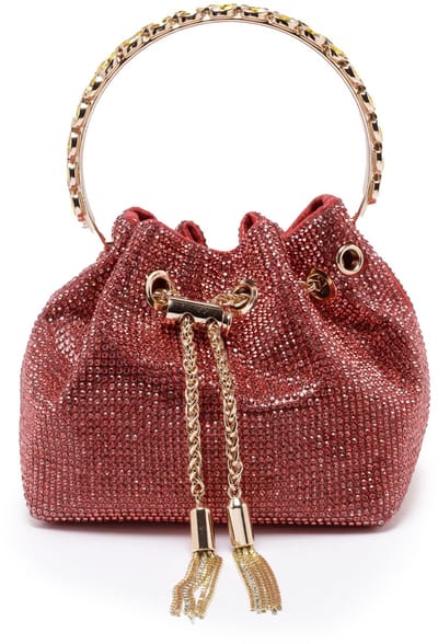 AVANT-GARDE PARIS Schouderclutch Handtas Rood met Kristallen Compacte Draagriem
