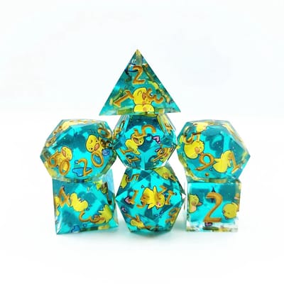 Lapi Toys - Dnd dobbelstenen - Polydice - Incl. dice bag - Resin - Blauw