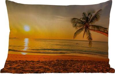 Buitenkussens - Tuin - Palmboom - Strand - Zonsondergang - Zee - 50x30 cm