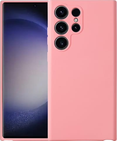 Hoesje Geschikt Voor Samsung Galaxy S23 Ultra hoesje siliconen suède backcover met microvezel laag – Roze