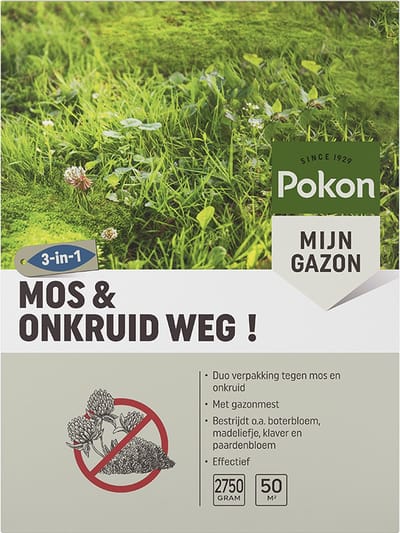 Pokon Mos en Onkruid Weg! - 2,75kg - Onkruidverdelger - Geschikt voor 50m² - Zowel mos- en onkruidbestrijder - Anti mos gazon