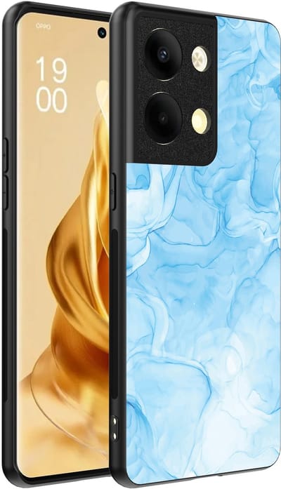Smartphonica Telefoonhoesje Geschikt voor Oppo Reno 9 Pro Plus met marmer opdruk - TPU backcover case marble design - Lichtblauw geschikt voor Oppo Reno 9 Pro Plus
