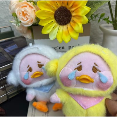 15cm Mignon Petit Canard Jaune qui Pleure Peluches Porte-clés Poupée Canard Agaçante Breloque Sac Jouet Distributeur de Peluches Petit Cadeau yellow