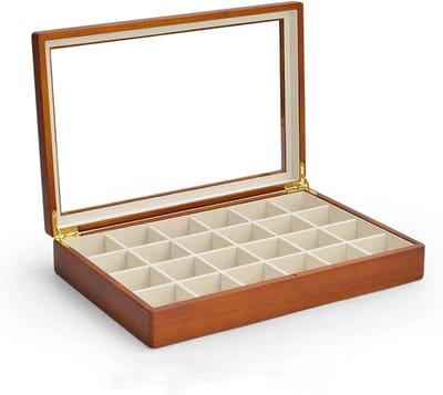 Sieradenkist Organizer - Houten Doos - Sieraden Opbergen - Transparant Deksel - Aanpasbaar Interieur - Houtkleur
