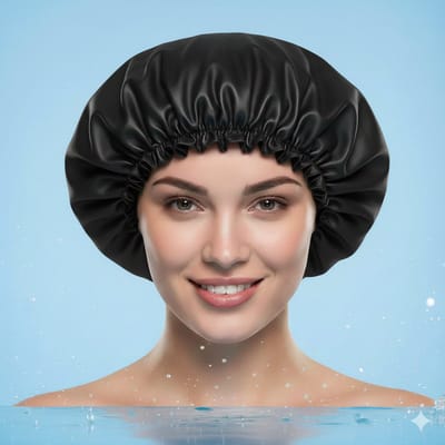 Douchemuts - Zwart - Nylon / Kunststof - One Size - Douche - Muts - Haarmuts - Badmuts