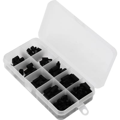 180 Stuks Schroef Moer Kit Zwart Nylon M3 Zeskant Enkel Dubbel Doorvoer Afstandshouder Assortimentset Bevestigingsmiddelen