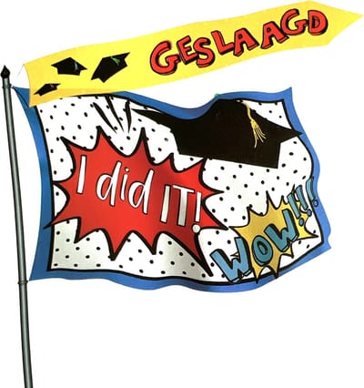 Geslaagd - vlag en wimpel set - vlag 90 x 60 cm + wimpel 105 x 15 cm