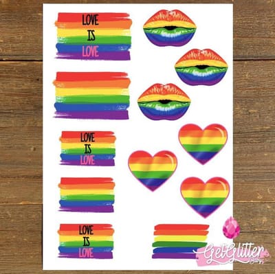 GetGlitterBaby® - Tijdelijke Tattoos / Tijdelijke Henna Festival Plak Tattoes / Nep Tatoeage voor Volwassenen / Fake Temporary Tattoo Sticker - Pride Gaypride Regenboog Vlag