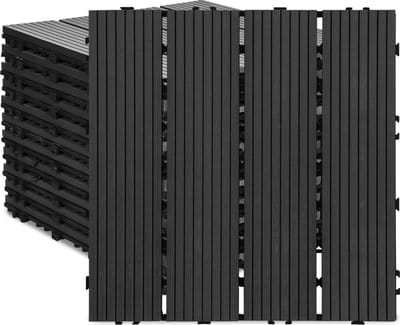 Terrastegels 30x30cm 22 stuks 2m² WPC Tegels Balkon Terras of Vlonder Snelle Montage Vlondertegel Tuintegels Terrasplanken Balkon vloer Kliktegels Buiten tegels Donkergrijs