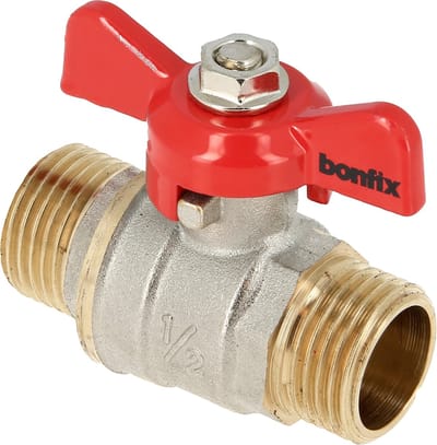 Bonfix Kogelkraan/schuifafsluiter - Rode vlindergreep bediening - drukklasse PN25 1/2 - 2 x buitendraad