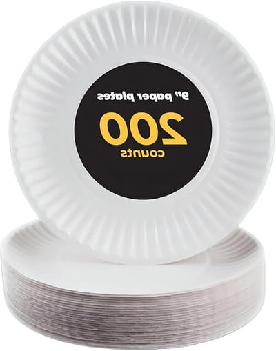 Papieren Borden - Wegwerp Schotels - Feestjes en Snacks - Ongecoat Materiaal - 200 Stuks - Wit
