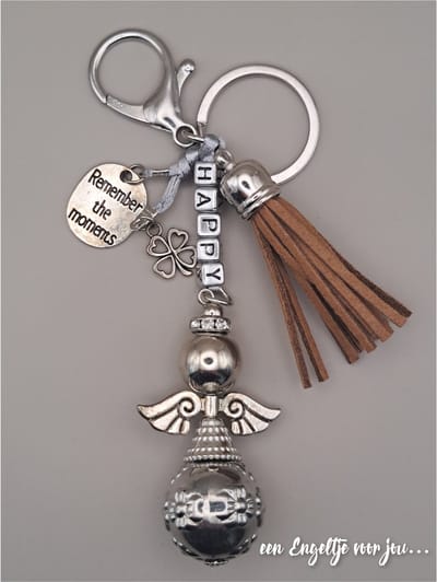 Engeltje - Geluksengel HAPPY - Engeltje - Sleutelhanger - Tashanger - Beschermengel - Gelukshanger