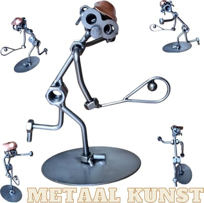 Tennisser-metaal kunst-metaal beeld-sport-tennis-het best cadeau-uniek-verjaardag-sinterklas gift-kerst-geschenk