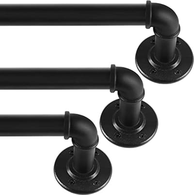 Zwarte Uitschuifbare Gordijnroedes voor Industrieel Design - Perfect voor Ramen van 80cm tot 218cm