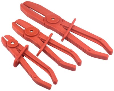Dailygoods- Slangklemtang Set - 3 Stuks - Rood - Slangklemmen Assortiment - Hoogwaardig Kunststof - Voor Flexibele Slangleidingen - Slangklem