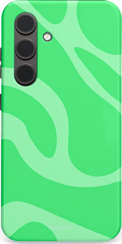 Casetastic hoesje geschikt voor Samsung Galaxy S24 - Dubbellaagse bescherming - Limoen Groene Vloeiende Golven - Fashion Case - Groen