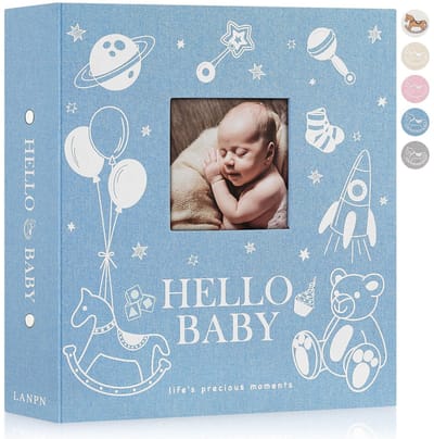 Allecto - Babyfotoalbum - Babyshower - Grote Capaciteit - Blauw - Fotoboek voor 600 Foto's - Geschikt voor Nieuwe Ouders