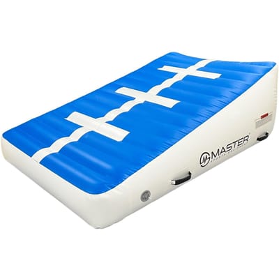Tapis de gymnastique incliné gonflable Master 180 X 120 X 20-65 Cm - Bleu et Blanc
