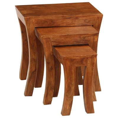 vidaXL - 3-delige - Tafeltjesset - 50x35x50 - cm - massief - acaciahout - bruin