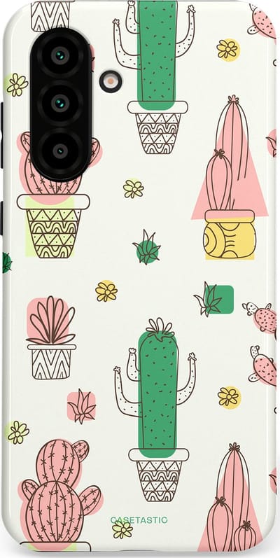 Casetastic Hoesje Geschikt voor Samsung A56 / A36 - Stijlvolle Beschermende Duo-layer Case - Vrolijke cactus