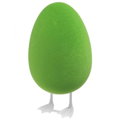 Paasei met voetjes decoratief ei groen flocked Etalagedecoratie Pasen