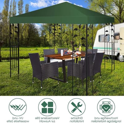 Gazebo Dakbedekking - Partytent Dakhoes - Bescherming Tegen Zon - Waterdicht Met Ventilatie - 3x3 meter - Donkergroen