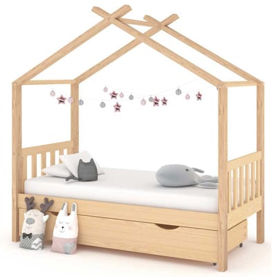 vidaXL - Kinderbedframe - met - lade - massief - grenenhout - 80x160 - cm