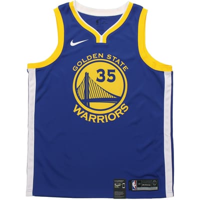 Nike Kevin Durant Golden State Warriors Basketbalshirt, Fan Editie, Nummer 35 Heren Tops Blauw 864475-496 S yellow