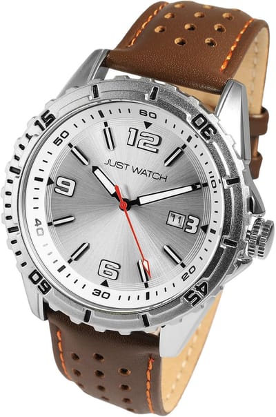 JUST WATCH herenhorloge echt leer datumaanduiding
