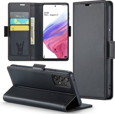 Hoesje geschikt voor Samsung Galaxy A53 - HyperCase Book Cover Kunstleer Zwart