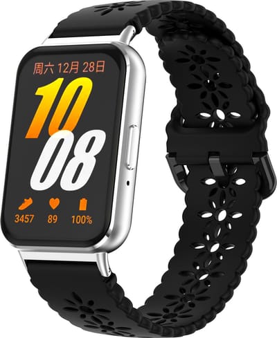 Strap-it Siliconen bandje met uitgesneden patroon - geschikt voor de Samsung Galaxy Fit 3 (zwart)