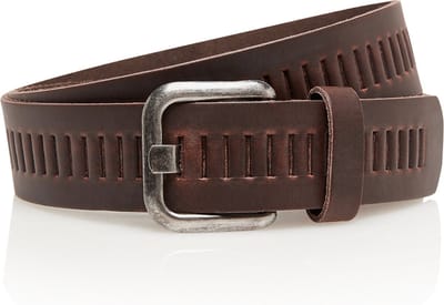 Timbelt Leren Geperforeerde Sleufjesriem Riem voor Dames en Heren - Breedte 4 cm - Sleufjes Riem Echt Leer - bruin - Riemmaat 125 - Totale lengte 140 cm