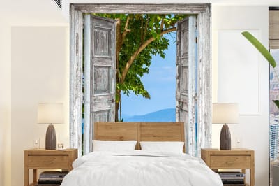 Behang - Fotobehang Strand - Tropisch - Zee - Doorkijk - Breedte 160 cm x hoogte 220 cm