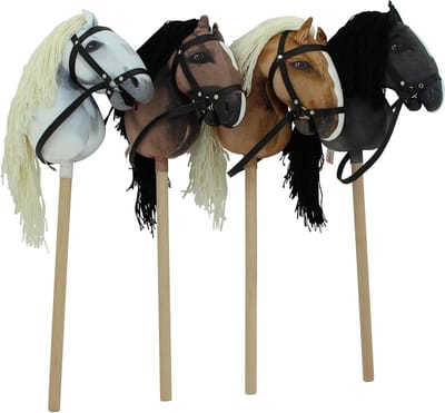 Stokpaard - Hobbyhorse paard - Paardrijden spel - Pluche hoofd - 80 cm lengte - Donkerbruin