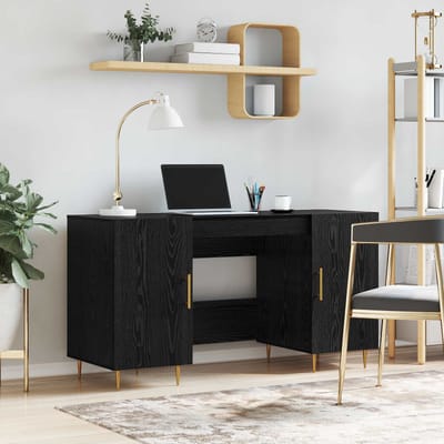 vidaXL - Bureau - Zwart - eiken - Bewerkt - hout - 140 - x - 50 - x - 75 - cm