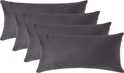 Homescapes Luxe Satijn Kussensloop 40x80 cm – Antracietgrijs – Set van 4 – 100% Egyptisch Katoen Satijn – Draaddichtheid 1000