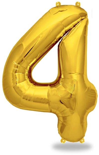 Dailygoods- Cijferballon 4 Goud - Feestdecoratie Verjaardag - Helium Ballon - Duurzaam - Zelfafdichtend - 100 cm