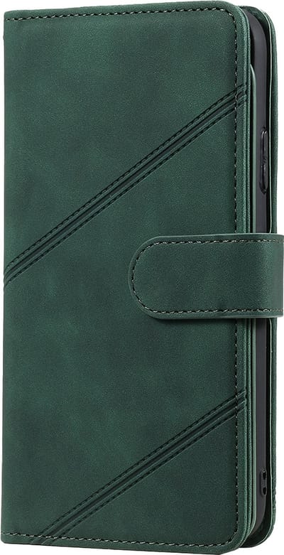 Hoesje geschikt voor iPhone 15 - Bookcase - Koord - Pasjeshouder - Portemonnee - Kunstleer - Groen