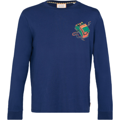 Scotch & Soda heren-T-shirt S&S normale pasvorm met opdruk lange mouw S