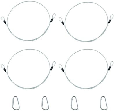 Dailygoods- Veiligheidskabels set van 4 - 100 cm × 3 mm - PVC-gecoate staalkabels - Robuust en flexibel - Tot 50 kg belasting - Voor podiumverlichting en DJ's - Staalkabel