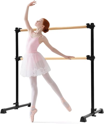 Verstelbare Dubbele Balletbar voor Kinderen en Volwassenen, Vrijstaand met Antislip Voeten, Ideaal voor Thuis en Dansstudio