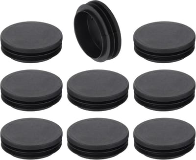 9x Ronde Kunststof Eindkappen 60mm - Zwarte PE Inzetstukken voor Meubelpoten
