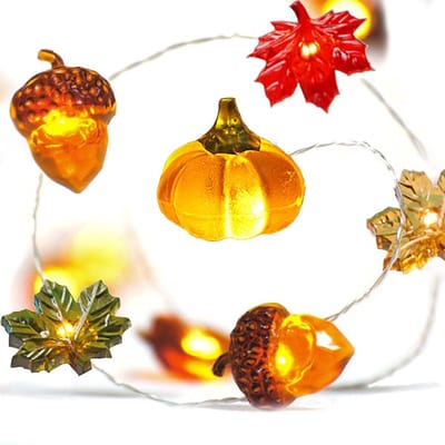 Lichtsnoer - Lichtsnoer Voor Buiten - Herfst Decoratie Lichtslinger – 2x 3M LED Sfeerverlichting – 30x Warmwitte Maple Leaf Lampjes – IP44 Batterij Aangedreven – Voor Halloween, Thanksgiving, Kerst, Tafel & Ramen