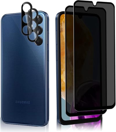 Privacy Screen Protector en Camera Bescherming voor Samsung Galaxy M15 5G - 2 + 2 Pack, Gehard Glas, Krasbestendig, Anti-Spionage Film, Hoogwaardige Bescherming