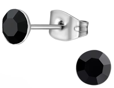 CS Joy - Oorbellen - 5 mm - Chirurgisch staal - kristal zwart - oorknoppen