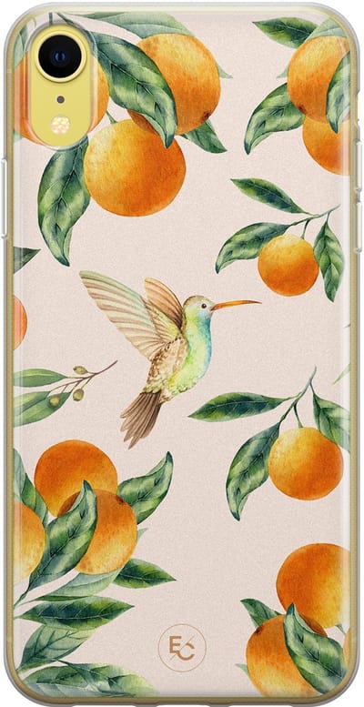 Hoesje geschikt voor iPhone XR - Tropical fruit - Soft Case - TPU - Natuur - Oranje - ELLECHIQ