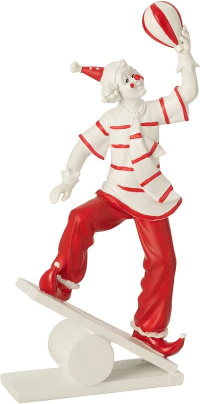 J-Line figuur Clown Koorddanser - polyresin - rood/wit