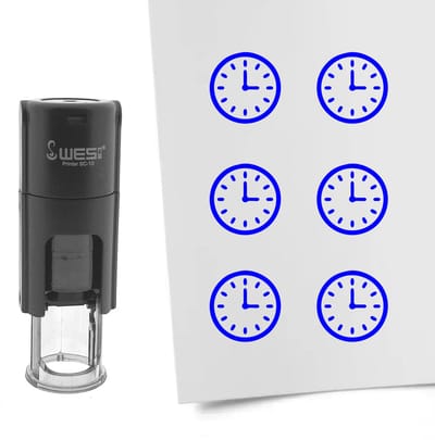 CombiCraft Stempel klok 10mm rond blauwe inkt - per 1 stuk