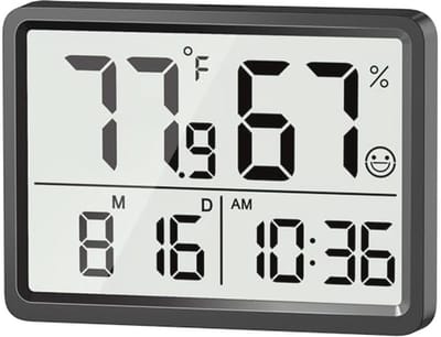 Digitale thermometer en hygrometer voor binnen met grote LCD-cijfers
